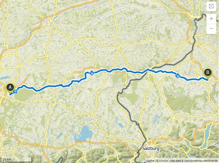 Komoot Rennrad Tour München ins Hausruck Gebirge